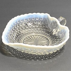Vintage Anchor Hocking Moonstone Opalescent Hobnail Heart Shaped Candy Dish
